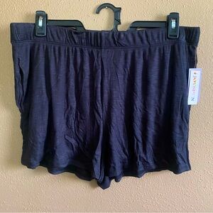 Joyspun Women's Ribbed Knit Pull On Sleep Shorts, Size XL